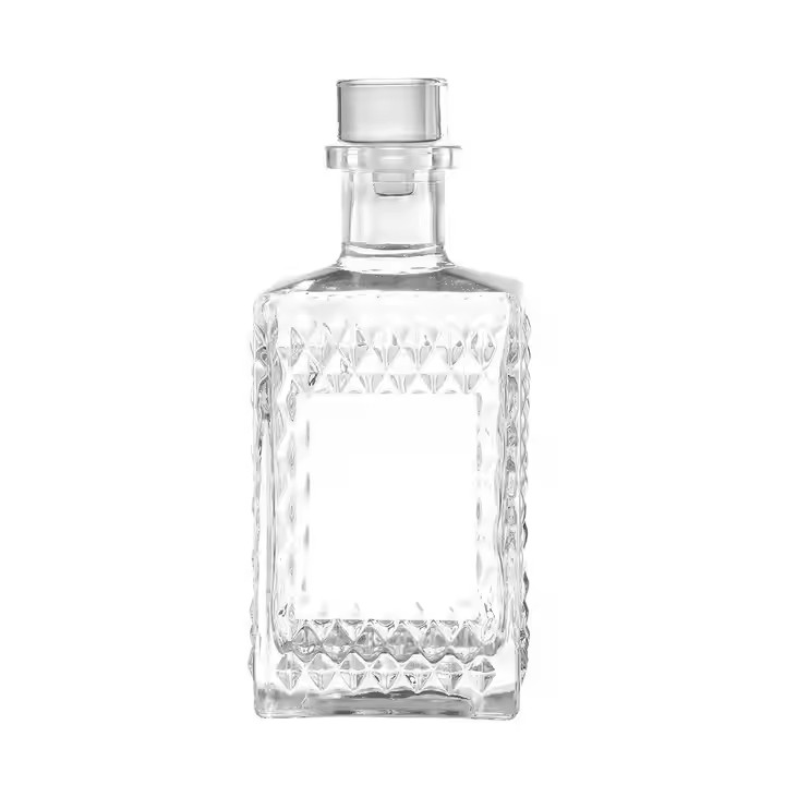 High Quality 750ml Square Super Flint Whiskey Bottle with Metal Screw Cap for Home Bar & Parties Matte Surface Handling