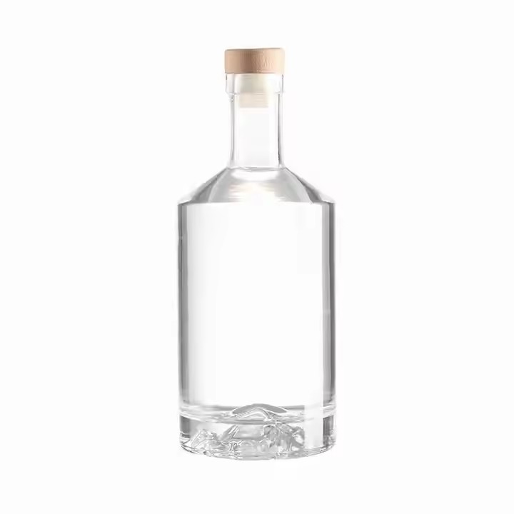 Wholesale Custom Crystal Glass Bottle 750ml Capacity with Cork Sealing for Brandy Vodka Whiskey Gin Mojito Spirit Tequila