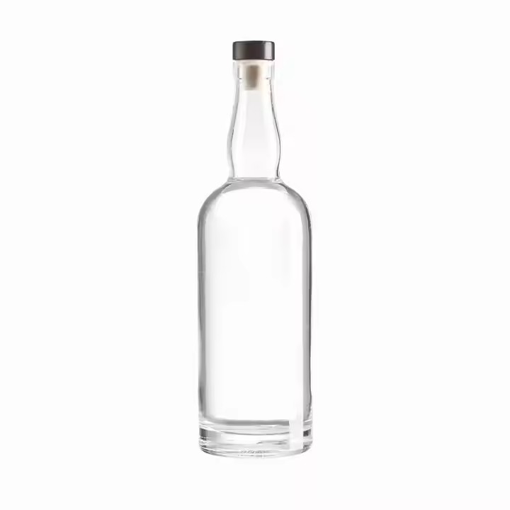 750ml Clear Glass Wine Spirit Bottle with Cork Sealing