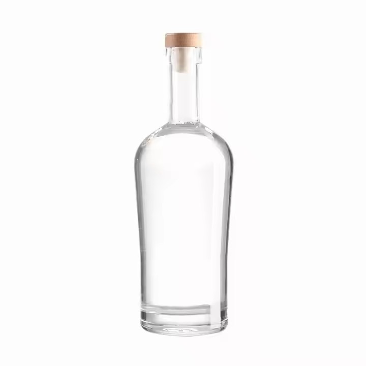 Super Transparent Flint Glass Wine Bottle with Cork Sealing 750ml Capacity for Whisky Vodka Tequila Beverages