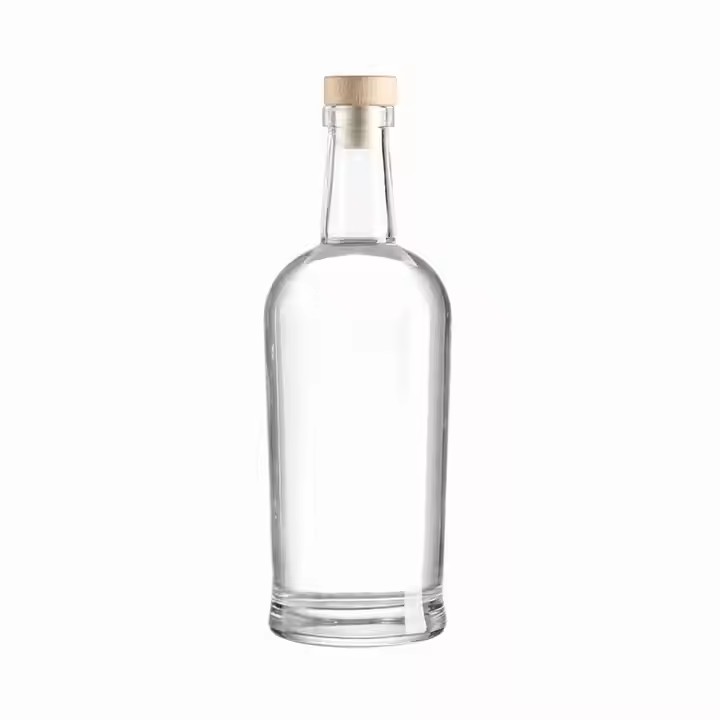 750ml Vodka Liquor Glass Bottle with Cork for Gin Rum Whisky Alcohol Storage and Serving