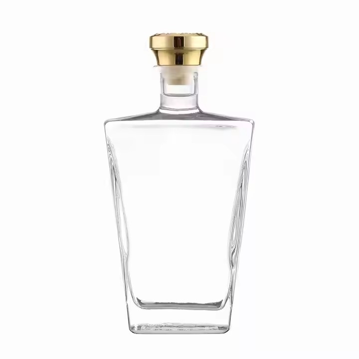 Hot Customizable 500ml 1000ml Square Glass Spirit Bottle Custom Printed Logo for Vodka Whiskey Rum Tequila Rubber Stoppers