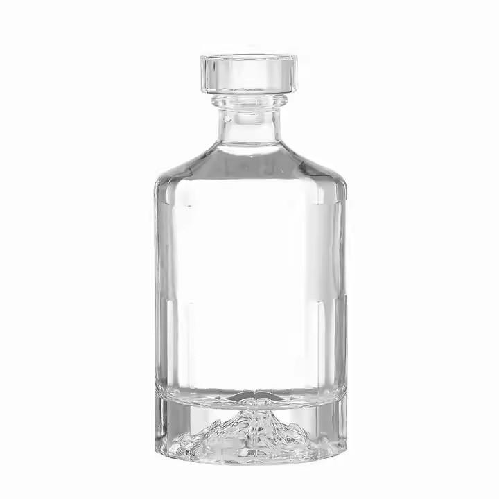 High Quality 250ml/500ml Clear Volcano Shape High Flint Glass Bottle Glass Stopper for Vodka Brandy Wine Tequila Energy Drinks