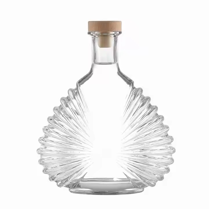 High Quality 500ml Glass Wine Bottle with Custom Logo Clear for Tequila Brandy and Energy Drinks Fitted with Rubber Stopper