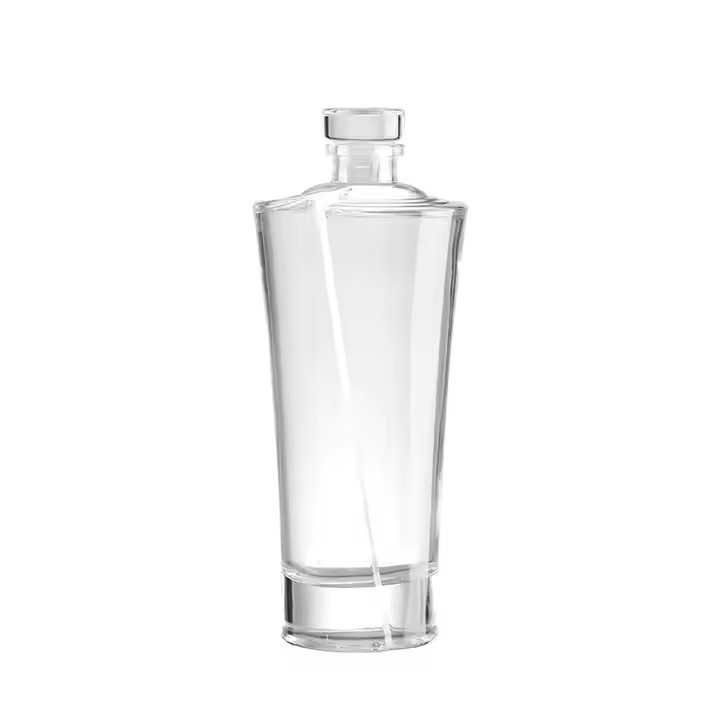 Crystal Clear Glass Bottle Rectangle Liquor Spirits Brandy Whiskey Vodka 750ml Glass Bottles With Stopper