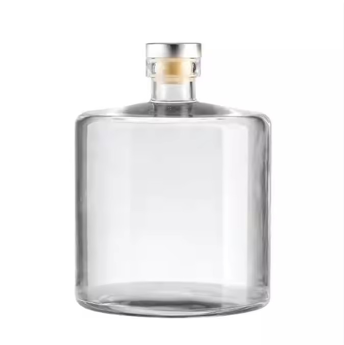 Large Capacity Round Glass Spirits Bottle Distillery Whiskey Tequila Vodka Glass Bottles With Cork