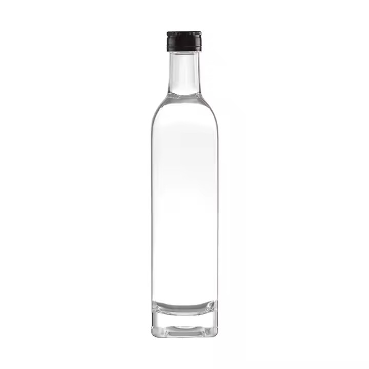 Empty Ice Wine Vodka Liquor Bottle Edible Olive Oil Packing Bottle Square Glass Sauce Bottle With Cap