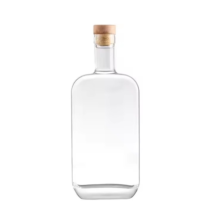 Custom Professional Transparent Clear Square Brandy Glass Bottles 750ml Capacity Water Tequila Glass Bottle
