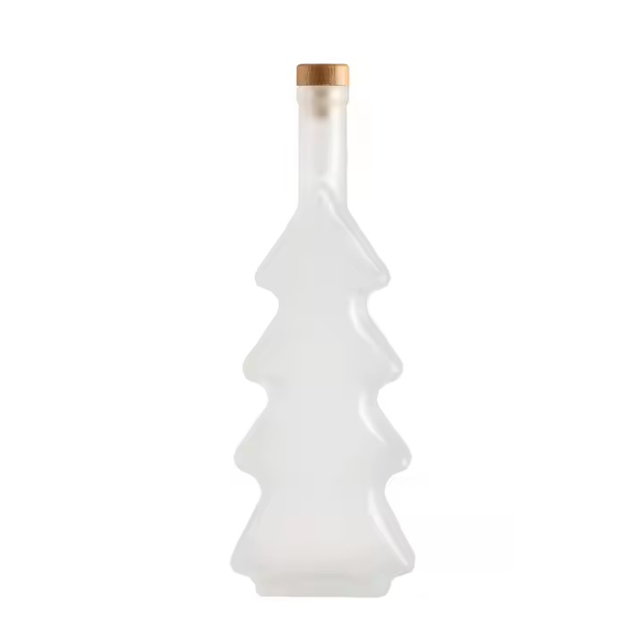 Unique Shaped White Colored Liquor Glass Bottle Christmas Tree Shape Alcoholic Beverage Bottle