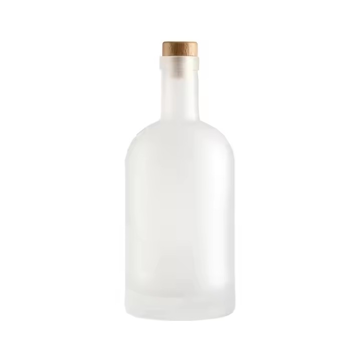 Custom Round Shape Frosted 700ml Glass Spirit Bottle Glass Gin Rum Liquor Vodka Bottles