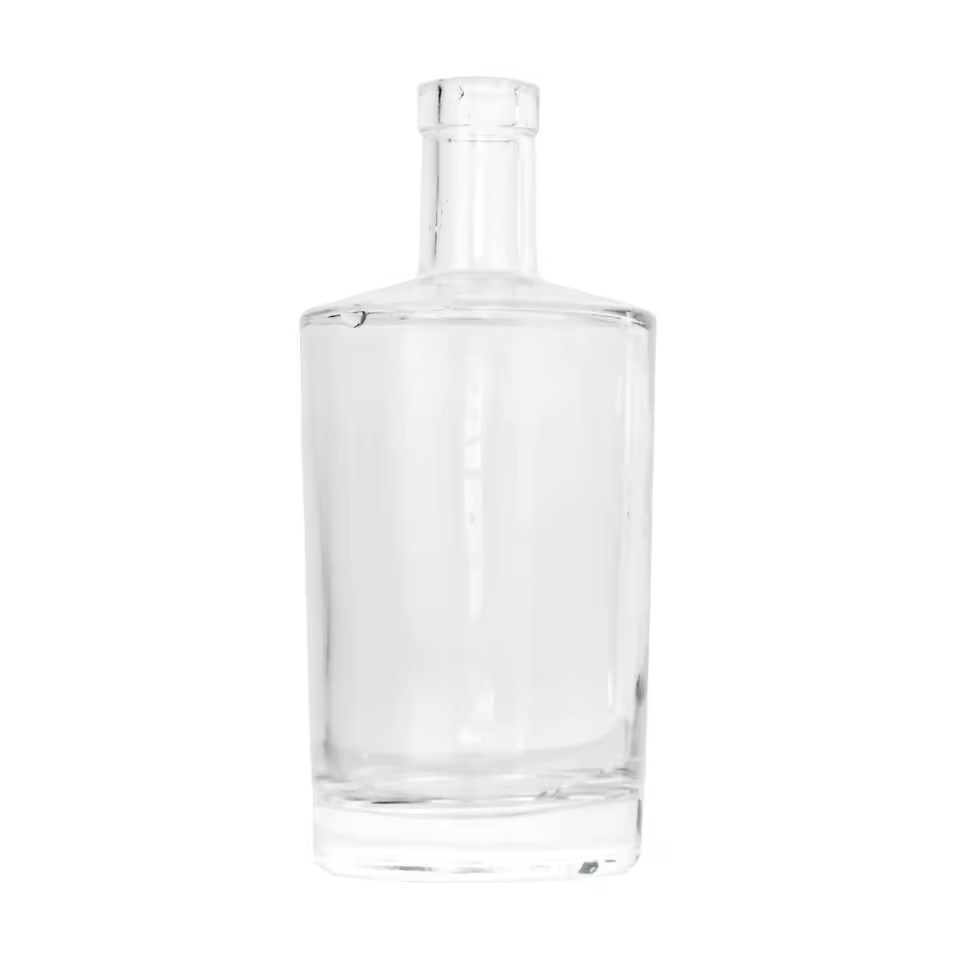 700ml Cylindrical Shape Glass Thin Bottom Bottles 750ml Whiskey Bottle for Liquor Tequila 1L Vodka Glass Bottle 1000ml With Cork