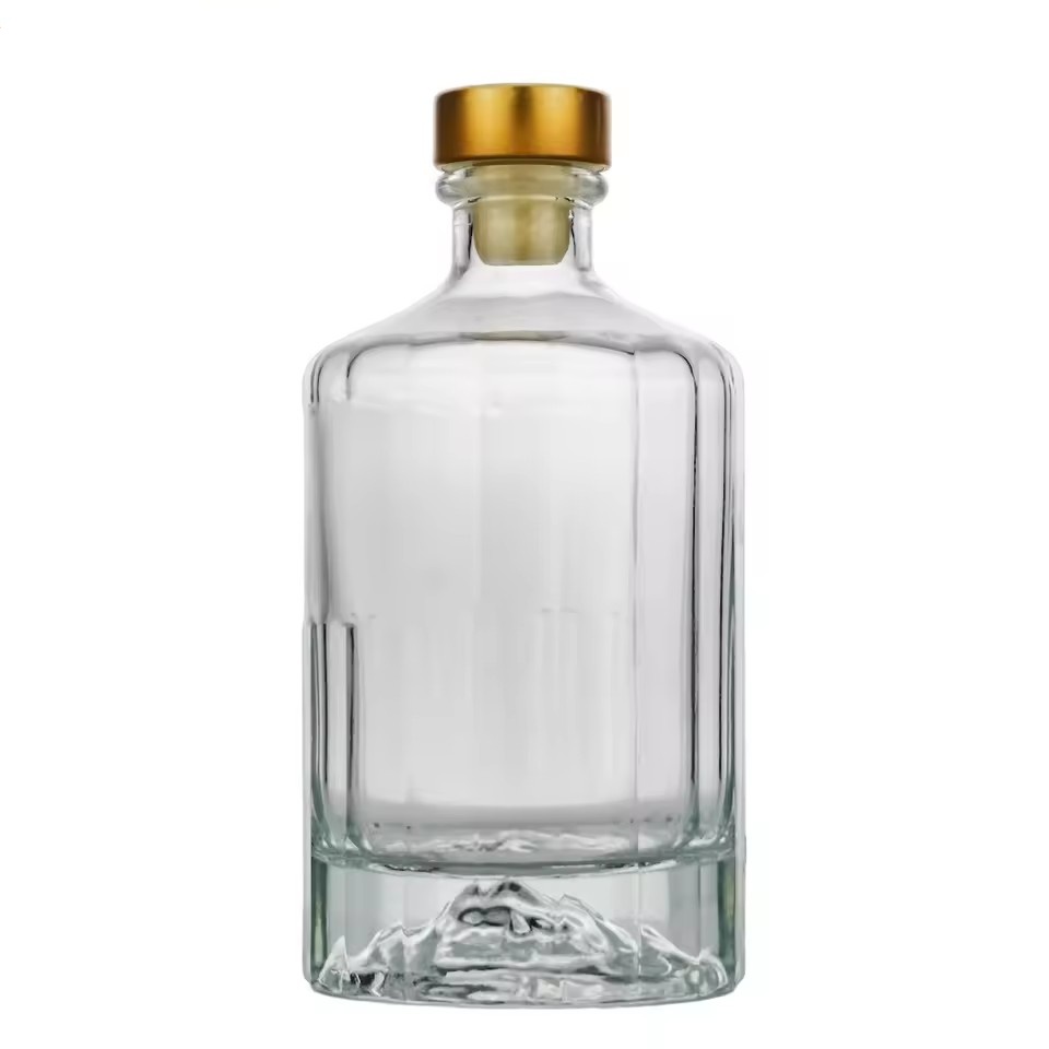 Custom Extra Flint 500ml Glass Bottle With Cork Cap for Whisky Liquor Bouteille En Verre Bottiglie Vetro