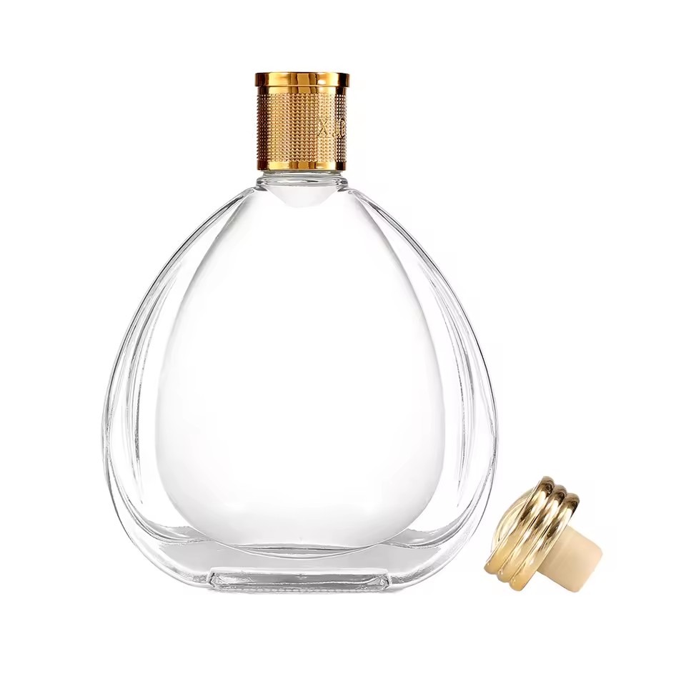 OEM Luxury 700ml Square Glass Bottle Liquor Whisky Gin Rum Vodka Wine Brandy Cork Seal Hot Stamping 500ml-750ml