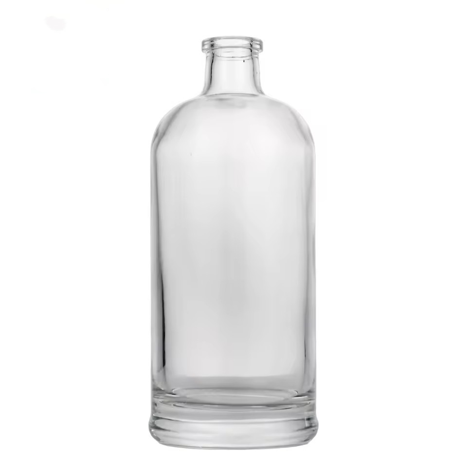 Wholesale Round Shape Glass Gin Bottle for Liquor 500ml Whiskey Vodka Rum Glass Brandy Bottles With Cork
