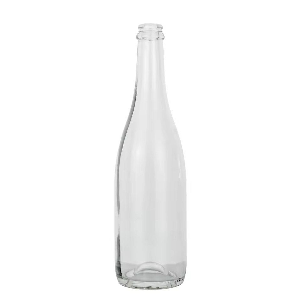 Luxury 750 ml Clear Empty Round Bottom Glass Bottle With Screw Lid for Tequila Champagne Made in China