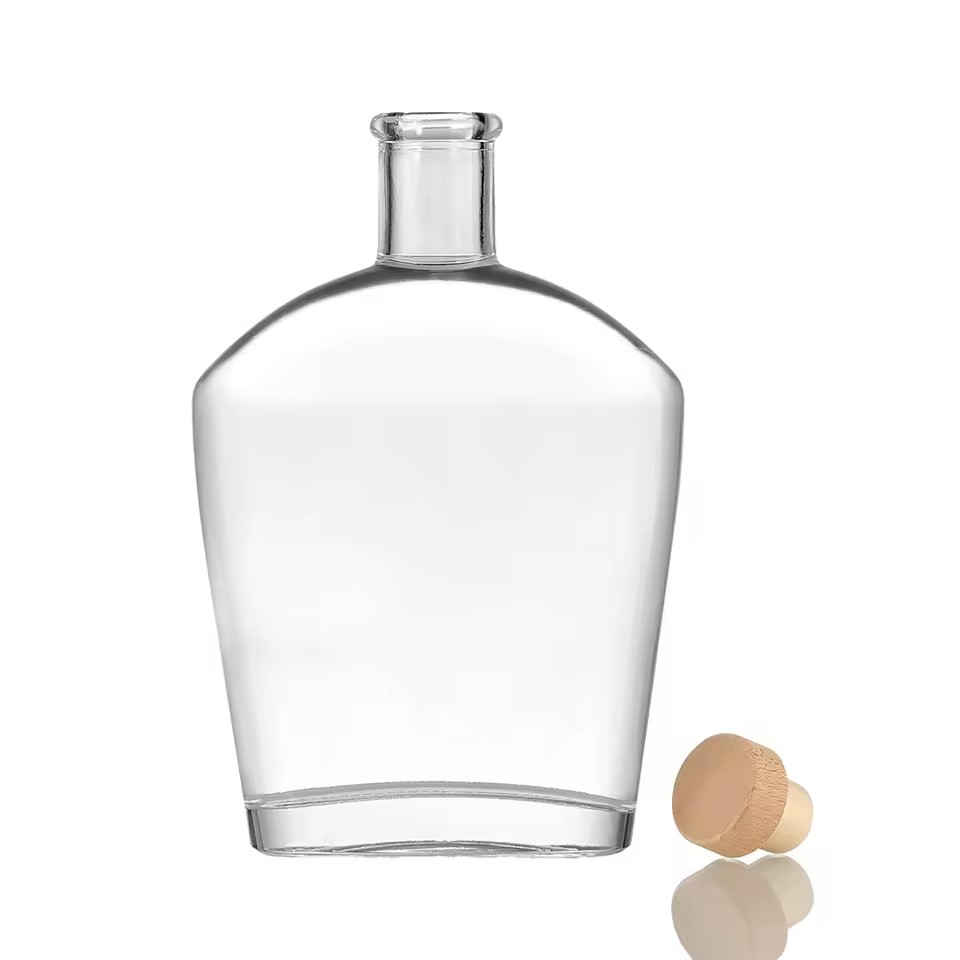 750ml Glass Wine Bottle for Liquor Whiskey Vodka Gin White Spirit Cork Sealing Elegant Botellas De Vidrio
