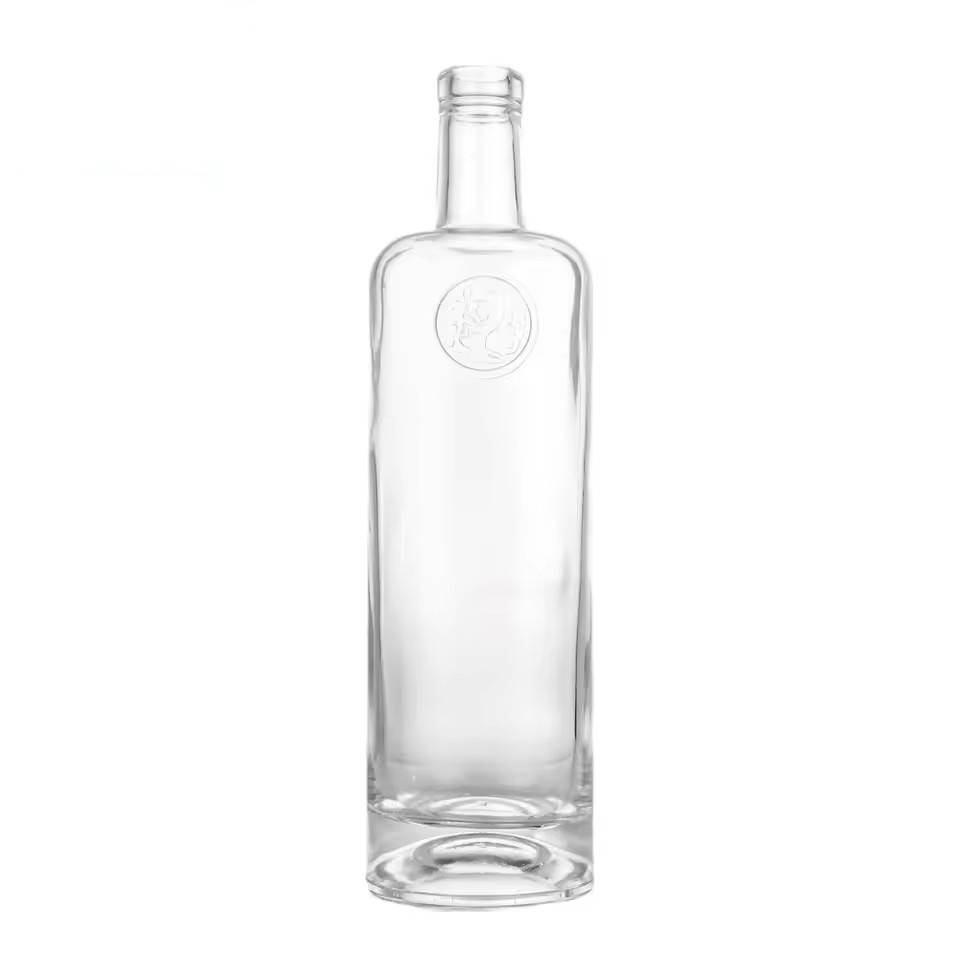 Wholesale 700ml Square Top Round Bottom Bottle for Liquor Gin Whiskey Vodka Custom Empty High-end Spirit Bottle