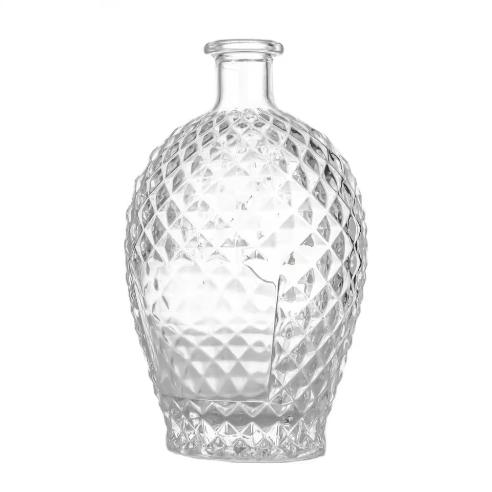 Wholesale Round 700ml Shaped Bottles Custom Patron Bottle Tequila Liquor Bourbon Whisky Vodka Carving Glass Bottle for Gift