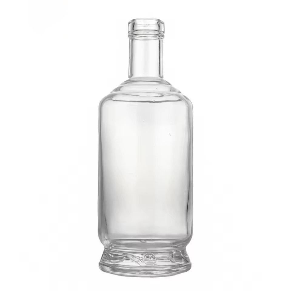 Customizable 700ml Round Shape Bottom Glass Bottle With Cork Top 700ml Capacity for Spirit Glass Bottle