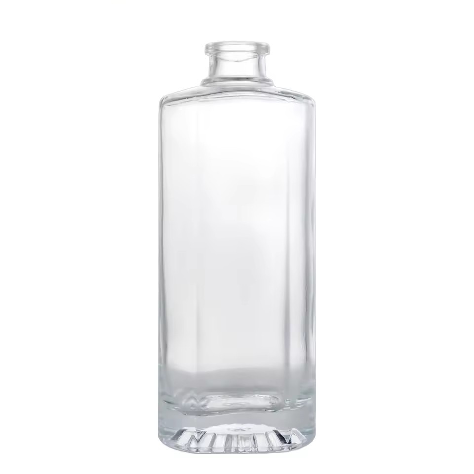500ml Customized Personalized Uniquely-shaped Thick Bottom Round Vodka Whiskey Blank Spirit Glass Bottle