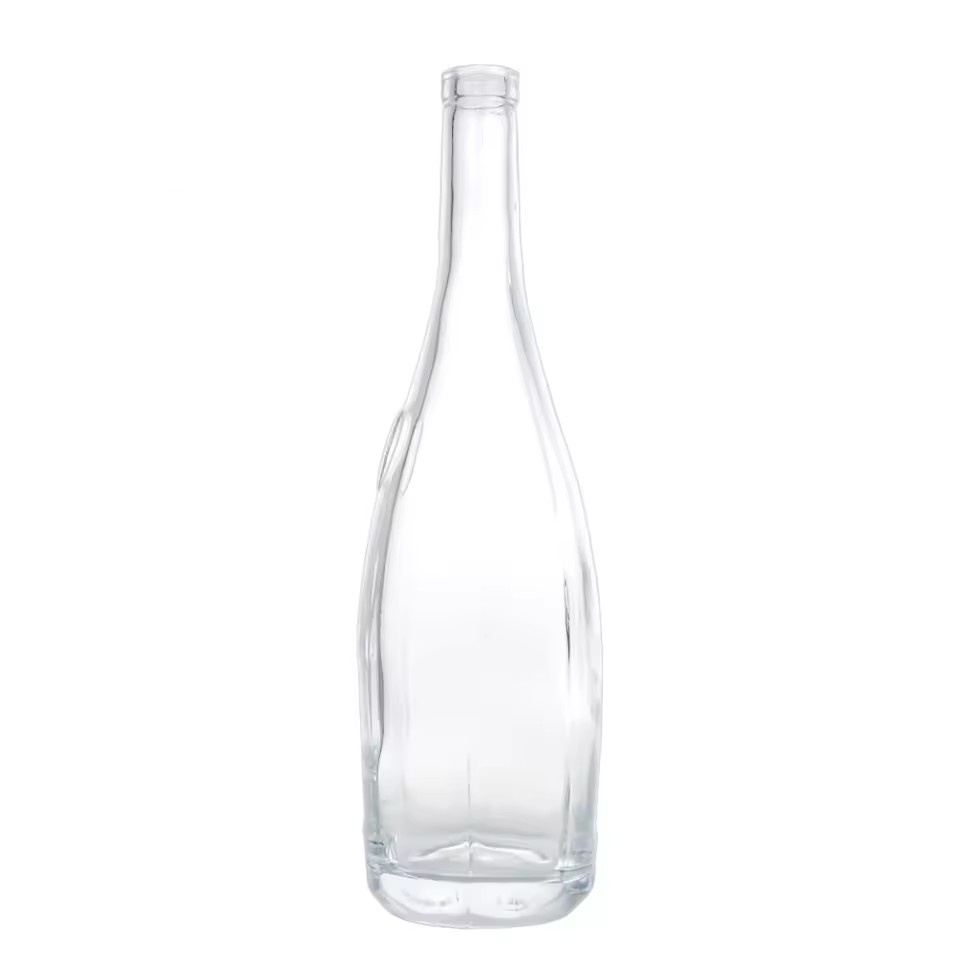 Wholesale Unique Designed 1000ml Glass Wine Bottle Cork Seal for Whiskey Water Wine Tequila Brandy Energy Drinks Screen Printing