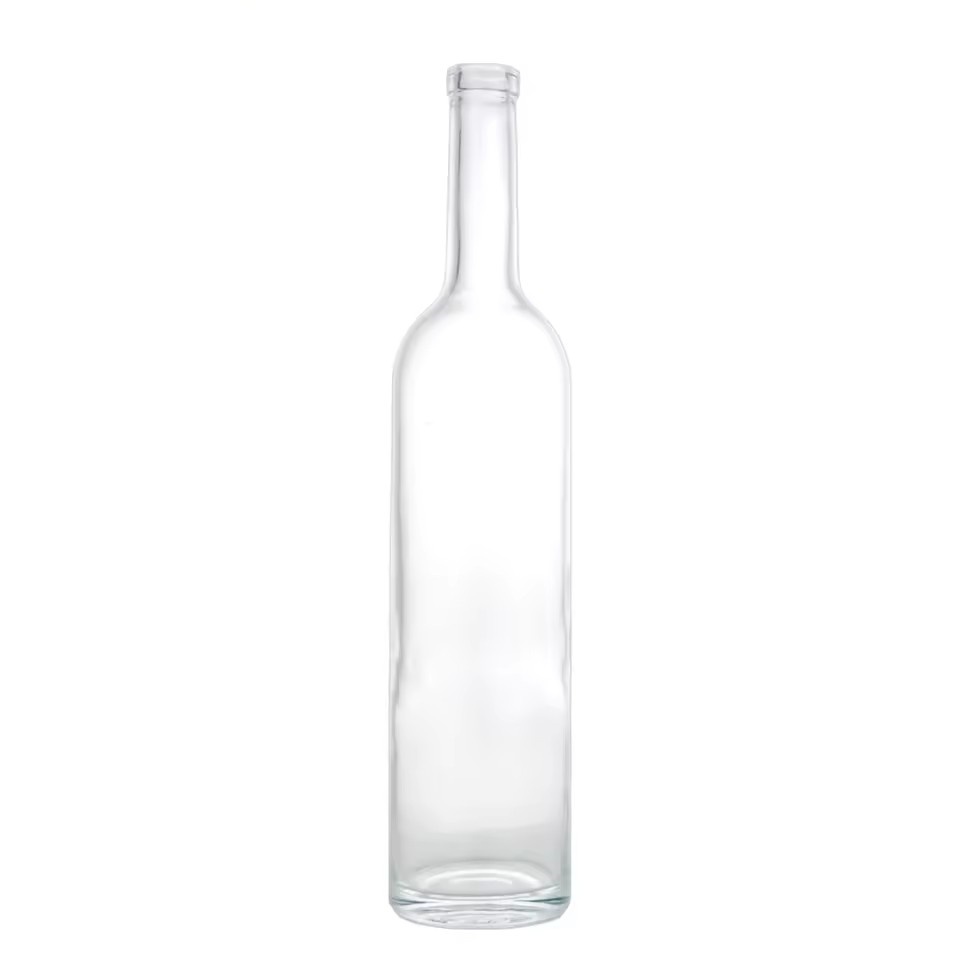Hot Sale Customized Low-price Ice Wine 750ml Glass Bottle Tall Round Shape Long Neck Glass Bottle With Cork Top