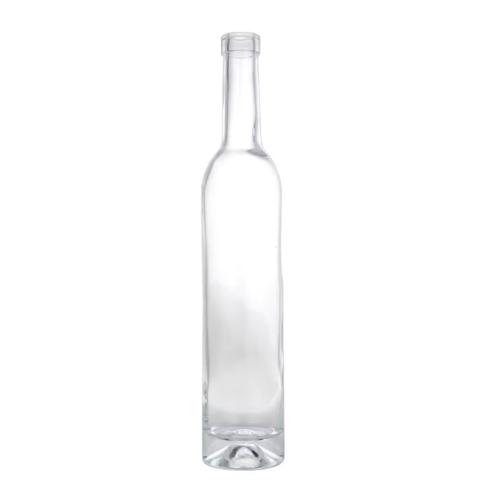 Factory Wholesales Customized 500ml Round Cork Cap Long Neck Thin Bottom Whiskey Rum Tequila Liquor Glass Bottle