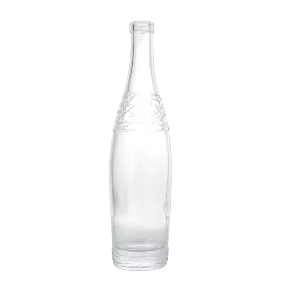 Long Neck Empty Beverage Bottle Spirits Brandy Liquor Clear Bottle Glass Wholesale Custom 500ml Ice Bottle