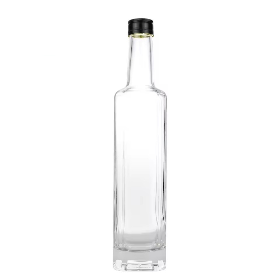 500ml Source Factory Customized Screw Mouth square Long Neck Thick Bottom Whiskey Vodka Liquor Glass Bottle