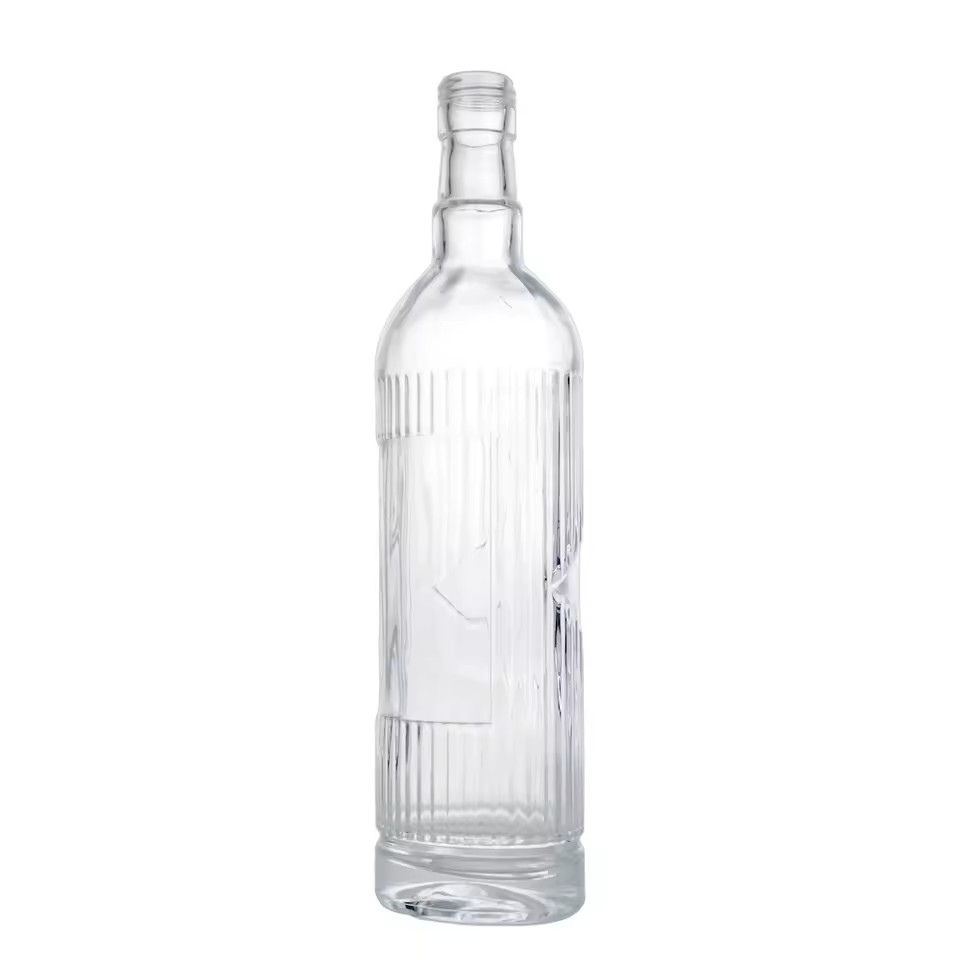 Hot Sale Factory Customized 700ml SCREW CAP Thick Bottom Embossed Round Brandy Tequila Rum Spirit Glass Bottle