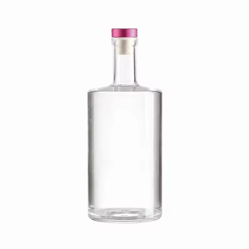 Clear 700ml Glass Spirit Bottle with Cork Sealing Empty for Brandy Rum Whisky Gin Vodka Tequila Distillery for Branding