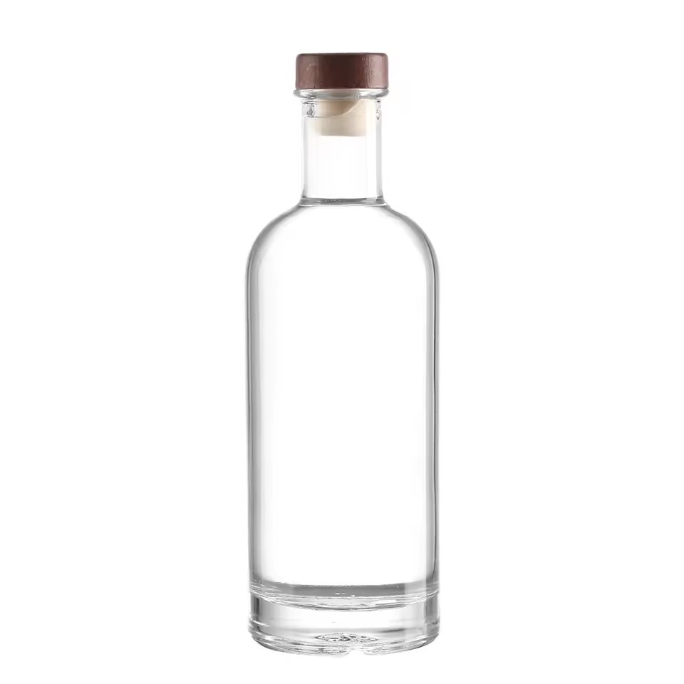 700ML/750ML Flint Clear Glass Bottles with Cork for Gin Wine Liquor Brandy Vodka Tequila Storage