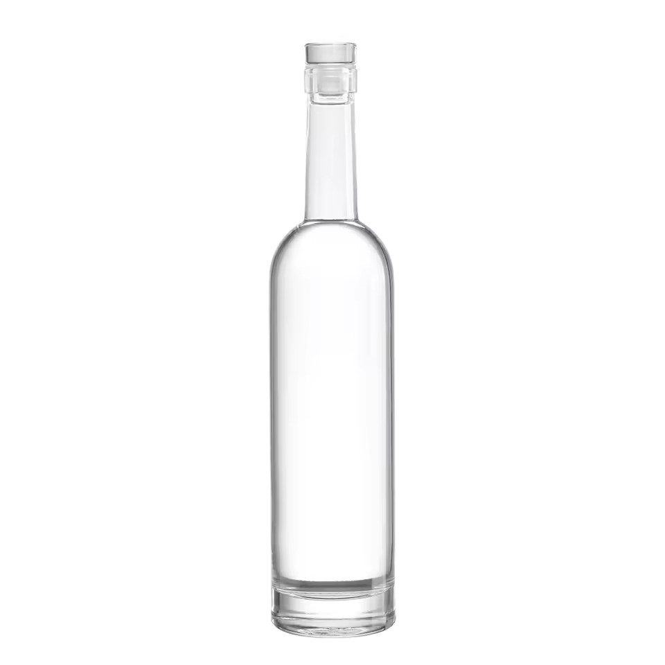 Transparent Glass Wine Vodka Tequila Brandy Energy Drinks Bottles Cork Sealing Spray Cap Sizes 20ml 375ml 500ml 750ml 1000ml