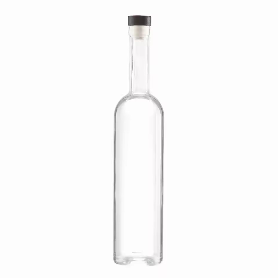 Hot Sale 500ml Recyclable Cork Stopper Glass Bottle with Long Neck and Spray Cap for Ice Wine Vodka Tequila Brandy
