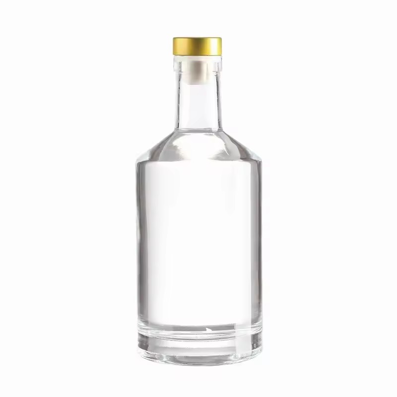 Customizable 750ml Flint Glass Liquor Bottles Cork Sealing Branding Packaging for Premium Spirits Whiskey Vodka Tequila Brandy