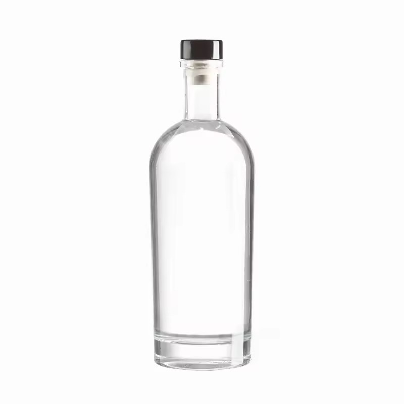 Wholesale Round Glass Bottles and 750ml Capacity for Vodka Tequila Brandy Energy Drinks with Corks