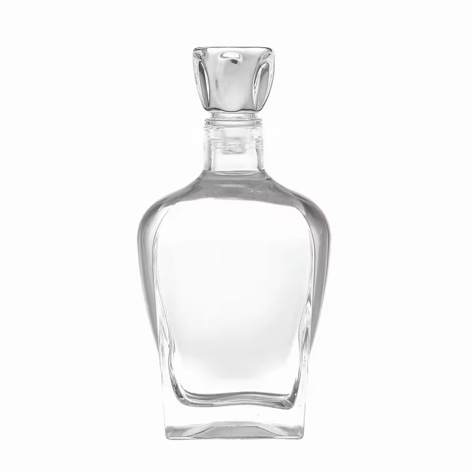 Custom 375ml 500ml 700ml Frosted Cylindrical Glass Bottle Cork Stopper Lid for Juice Coffee Spirit Vodka Whiskey Rum Tequila