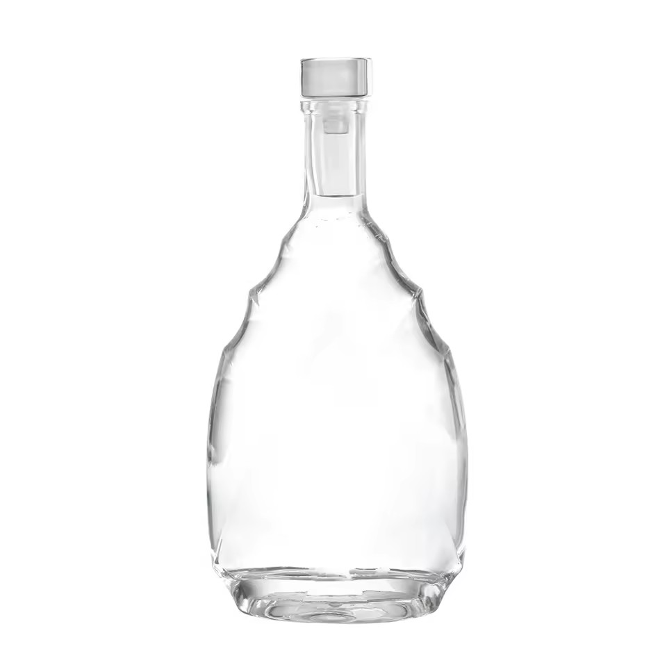 700ml Flint Clear Glass Vodka Whiskey Bottles Cork Sealing Screen Printing for Brandy Champagne-for Premium Liquor Storage
