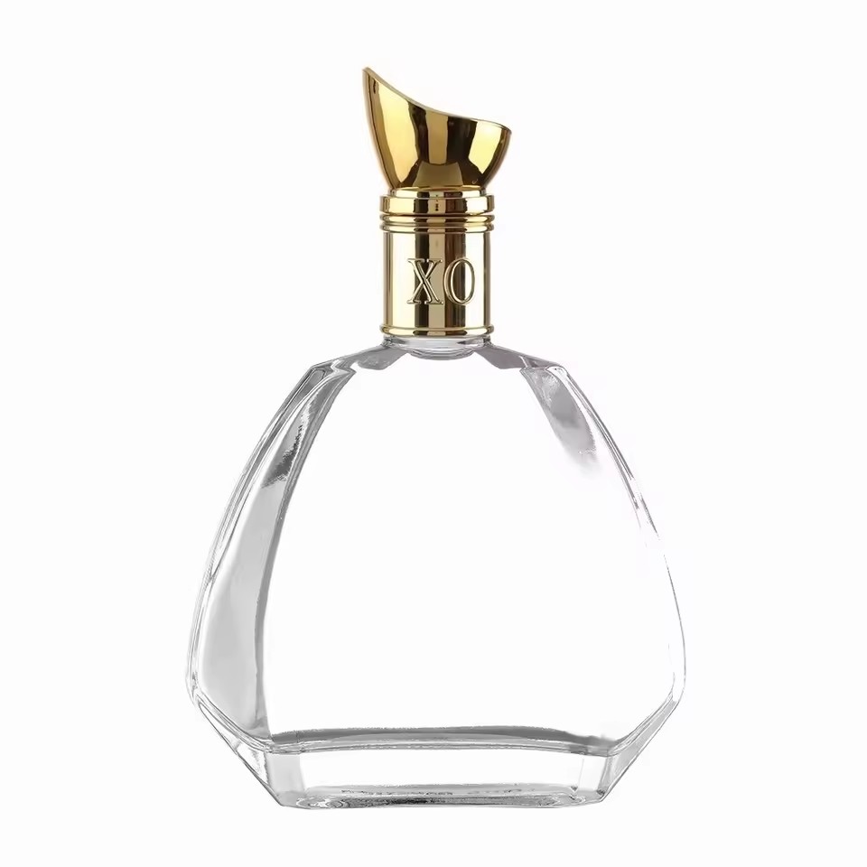 Wholesale High Quality 750ml Clear Glass Bottles Square Shape with Cork Seal for Spirits Liqueur Wine-Private Label