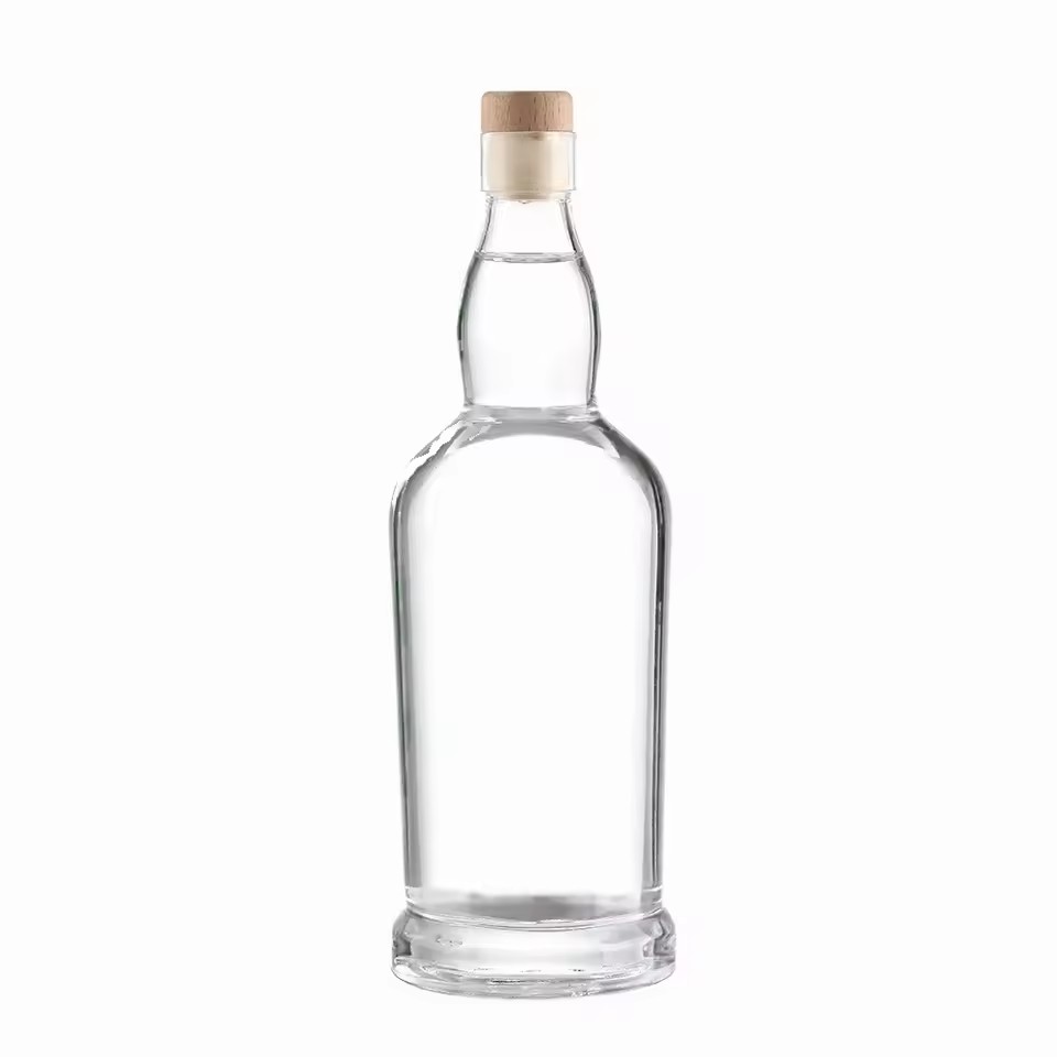 Customizable 500ml 700ml Arched Irregular Glass Spirit Screen Printed Empty Stopper Lid for Vodka Whiskey Rum XO Tequila Brandy