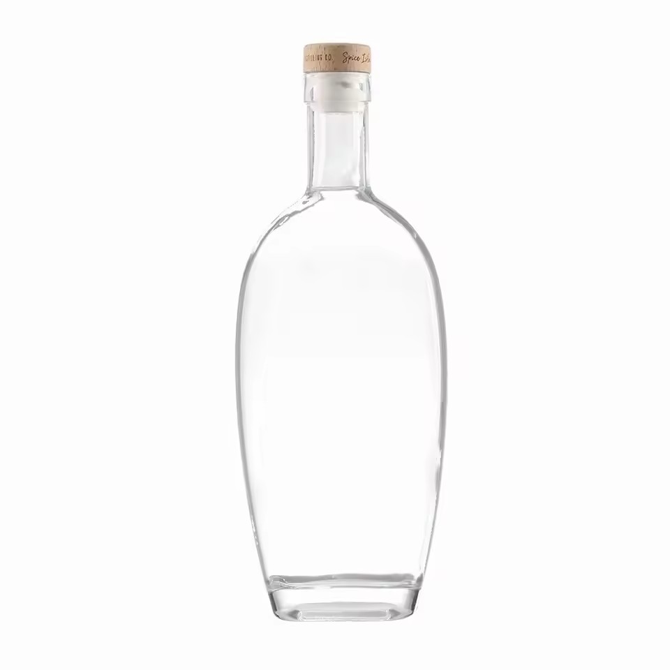 Factory-Sold Large Glass Bottles with Sustainable Cork and Pump Cap for Gin Rum Whisky Tequila Brandy