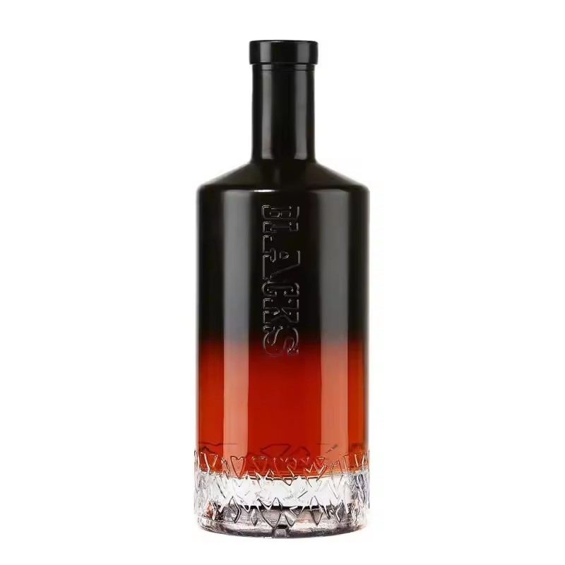 Customized 700ml 750ml Sweden Engraved Logo Printing Black Red Gradient Empty Bottles Liquor Vodka Glass Bottle From China