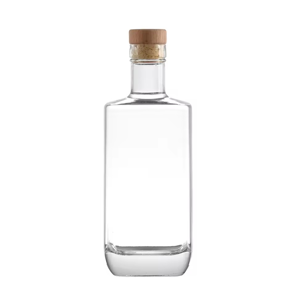 Custom Logo Boston Glass Wine Bottles for Brandy Luxury 1000ml 750ml 200ml Capacities with Square Cork Screw Cap High Quality