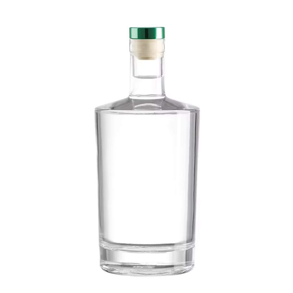 Custom Brand 500/700/750ml Glass Gin Liquor Whisky Vodka Spirit Storage Glass Bottle with Cork Stopper