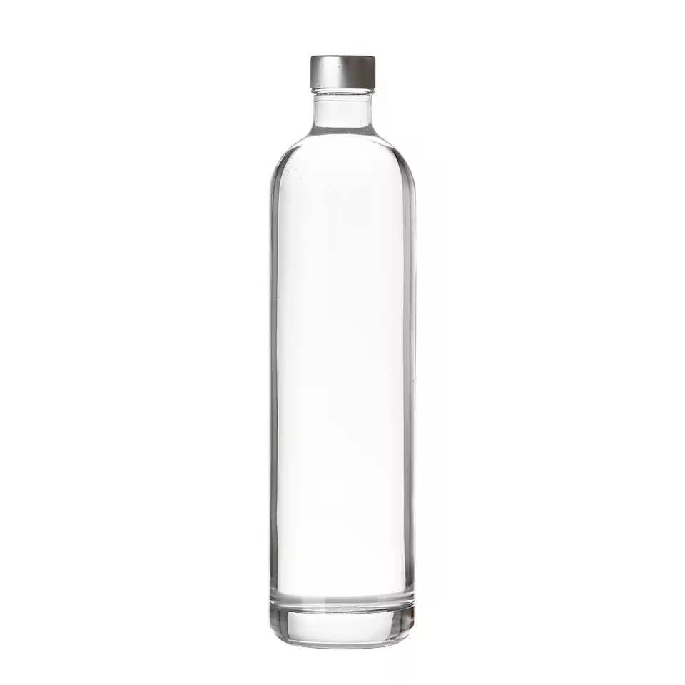 Customizable Empty Transparent Wholesale Crystal Cylinder 500ml & 750ml Vodka Gin Rum Glass Spirits Bottle