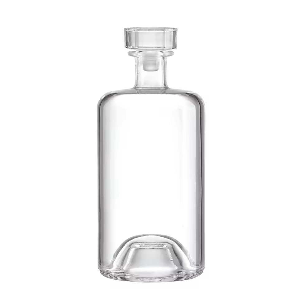 Wholesale OEM 250ml 375ml 500ml 750ml Luxury Custom Rum Whiskey Alcoholic Tequila Glass Bottle With Glass Cork Lid