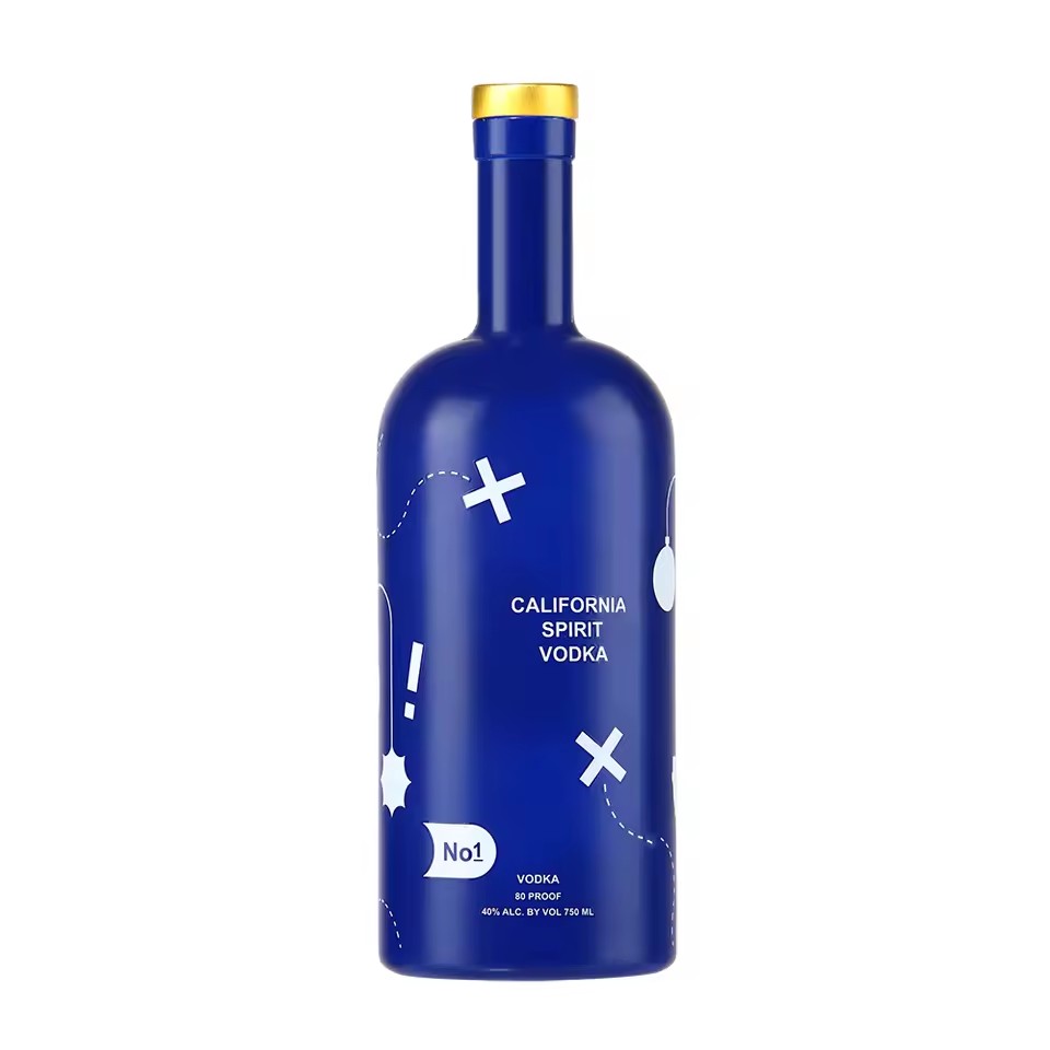 Empty Spraying Color Customizable Round 500ml 750ml Vodka Glass Spirits Bottle for Distilleries Bars