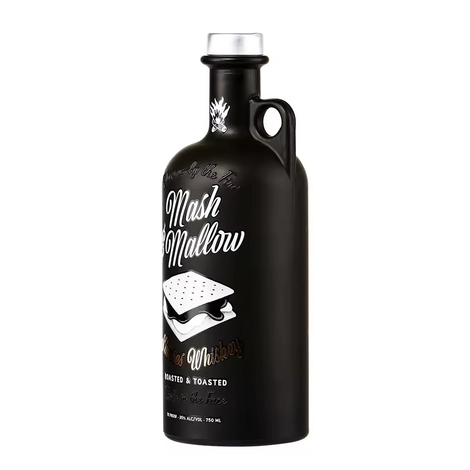 High Quality Custom Shape Printing Empty Spraying Matte Black 500ml 750ml Glass Spirits Bottle for Whiskey