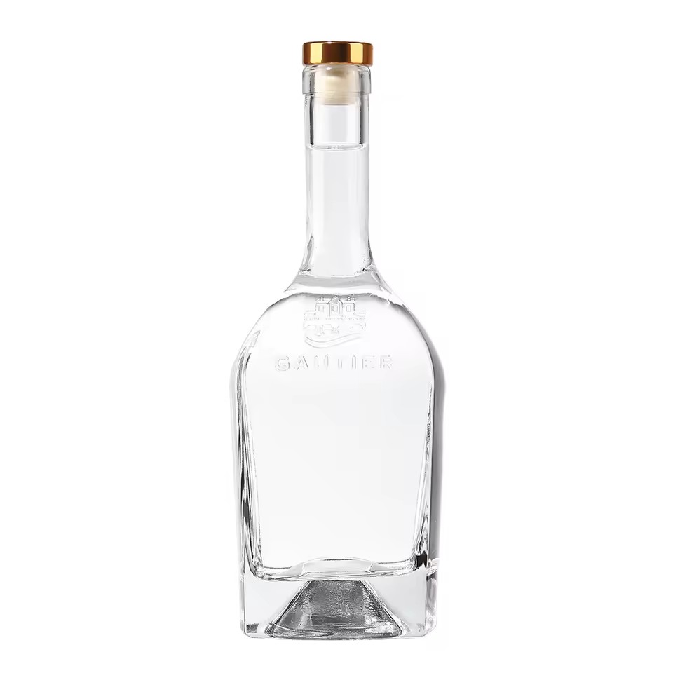 High-End Custom Thick Bottom Premium Transparent White Spirit Rum Whisky 750ml Glass Bottle with Cork