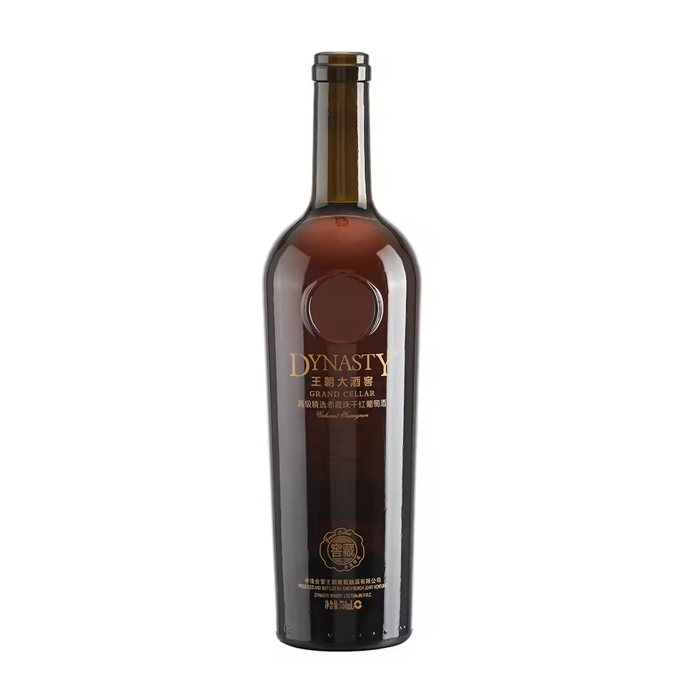 China Luxury Dynasty Black Reserve Transparent Empty Customized 500ml 750ml Glass Wine Bottle for High-End Winery